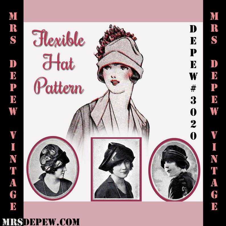 Vintage Sewing Pattern 1920's Flexible Hat Depew 3020 image 0