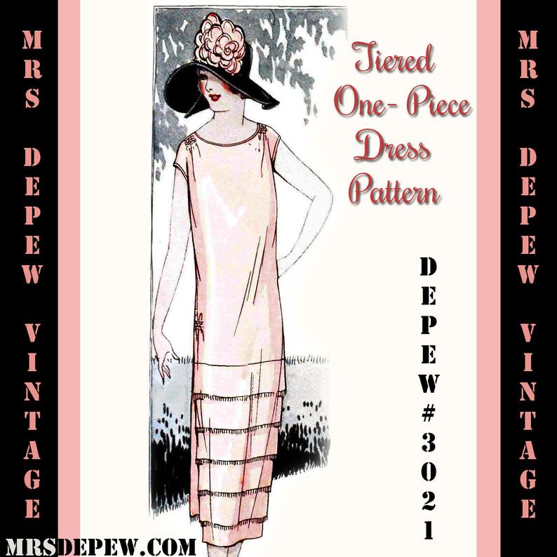 Vintage Sewing Pattern Instructions 1920s Tiered One-Piece image 0