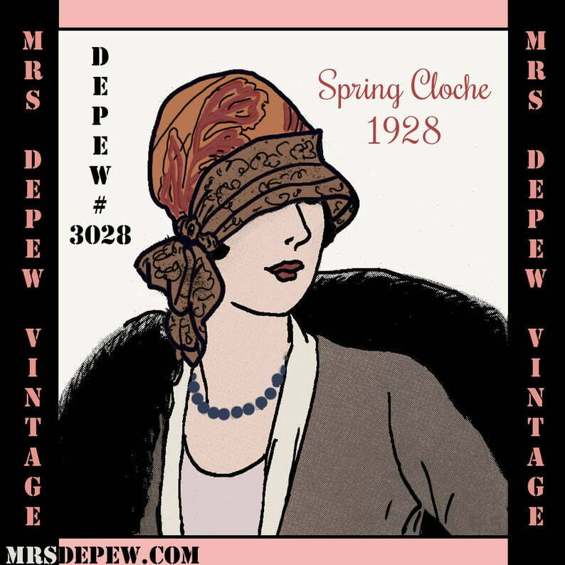 Vintage Sewing Pattern 1920's Spring Cloche Hat Depew 3028 image 0