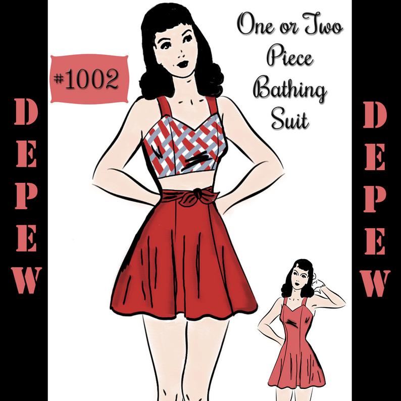 Vintage Sewing Pattern 1940s Ladies' Pin Up Bathing Suit image 0