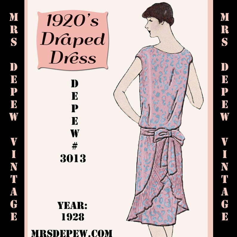 Vintage Sewing Pattern 1920's Flapper Draped Dress Ebook image 0