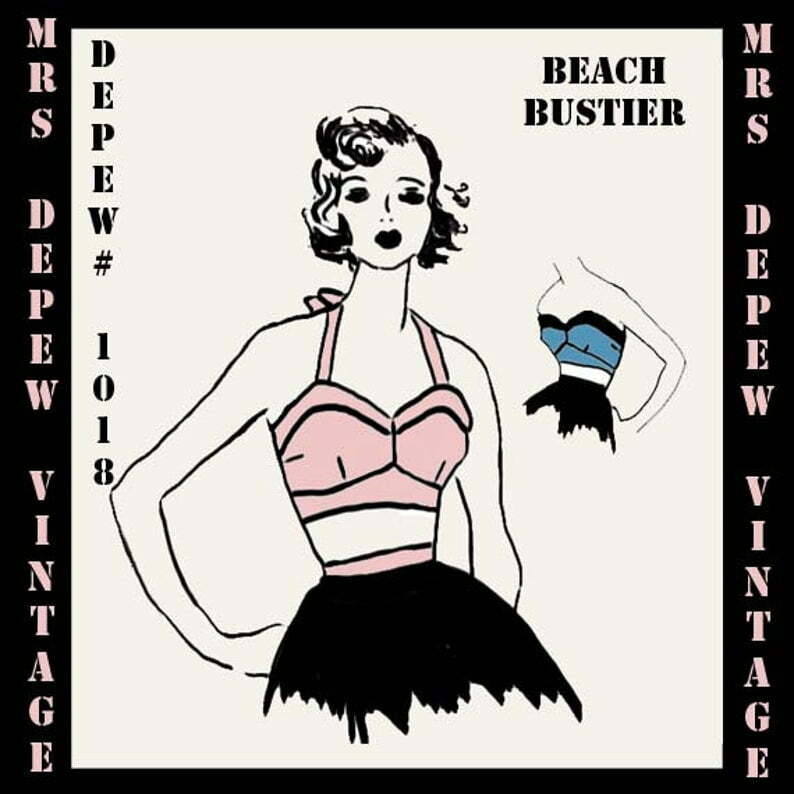 Sewing Pattern Beach Bustier 1950's Style Halter Top Multi image 0