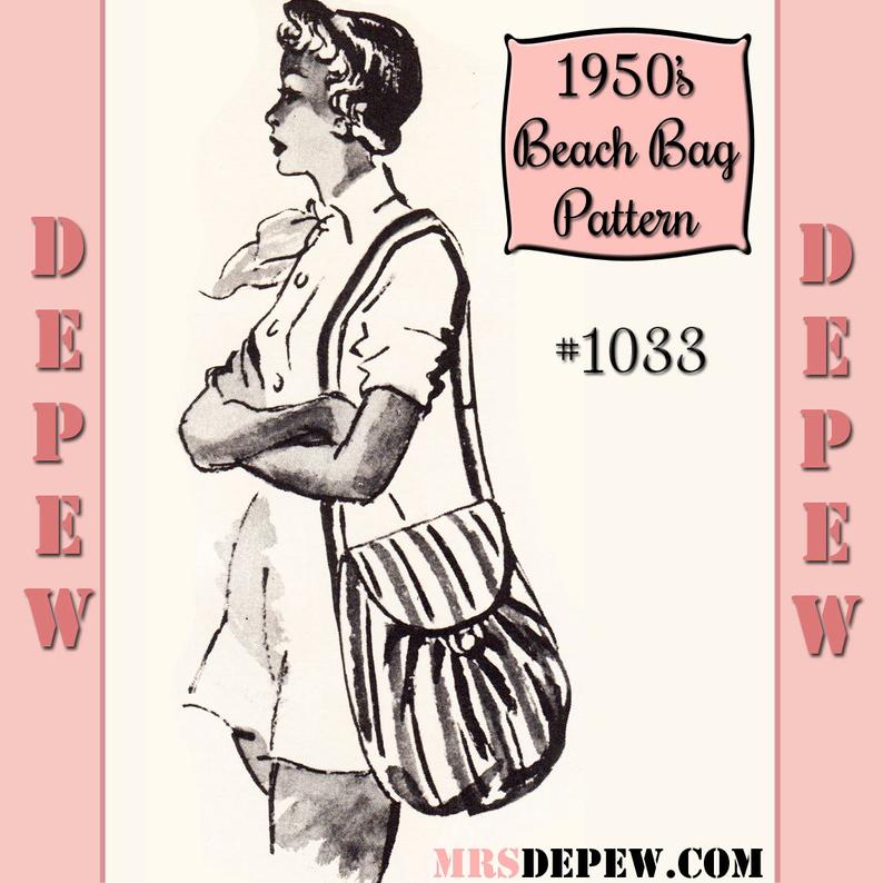 1950's Style Ladies' Drawstring Beach Utility Bag image 0