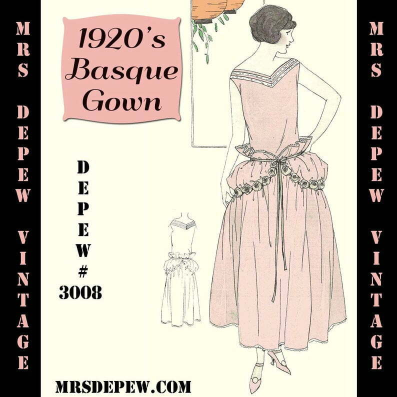 Vintage Sewing Pattern Instructions 1920s Easy Basque Dress image 0