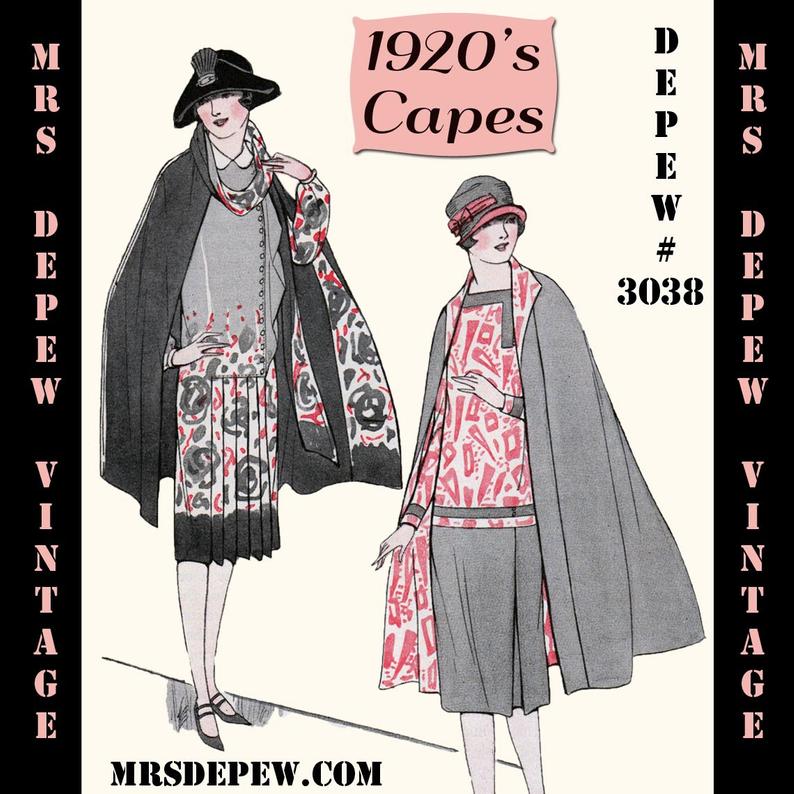 Vintage Sewing Pattern 1920s Capes Booklet Depew 3038 INSTANT image 0