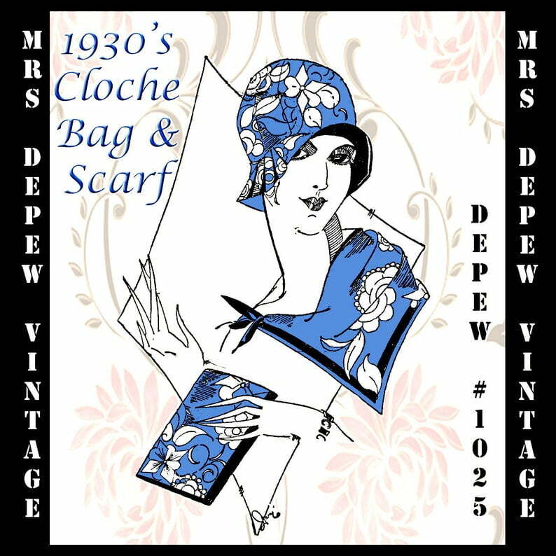 Vintage Sewing Pattern French 1930's Cloche Hat Clutch image 0
