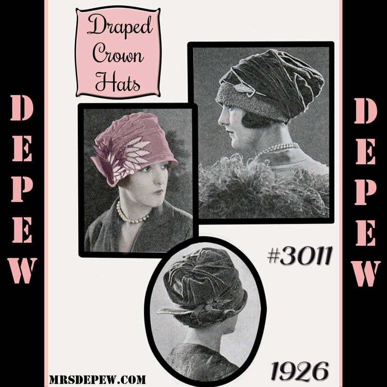 Vintage Sewing Pattern 1920's Draped Crown Hat in 3 Styles image 0