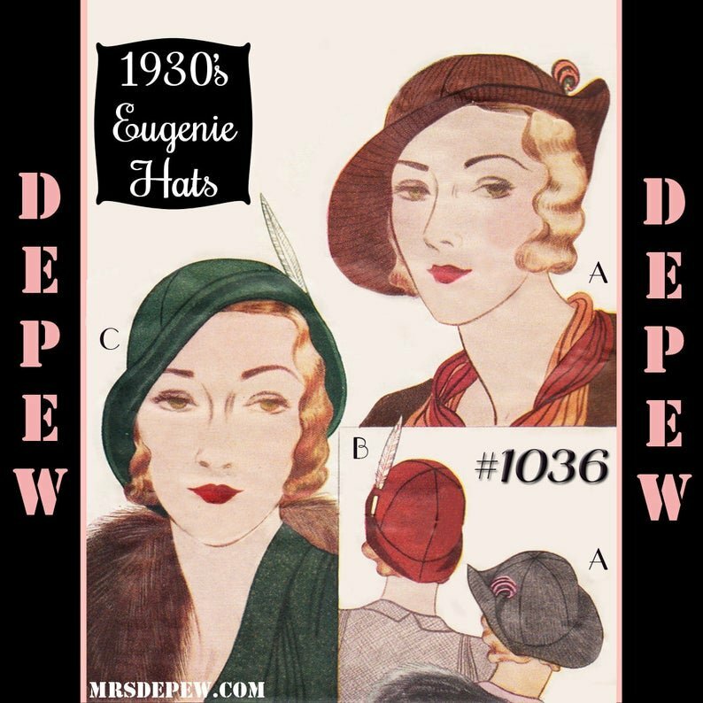 Vintage Sewing Pattern 1930s Ladies' Eugenie Hats 1036  image 0