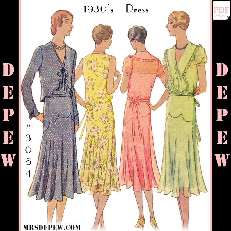 Vintage Sewing Pattern Ladies' 1930s Dress & Bolero with image 0