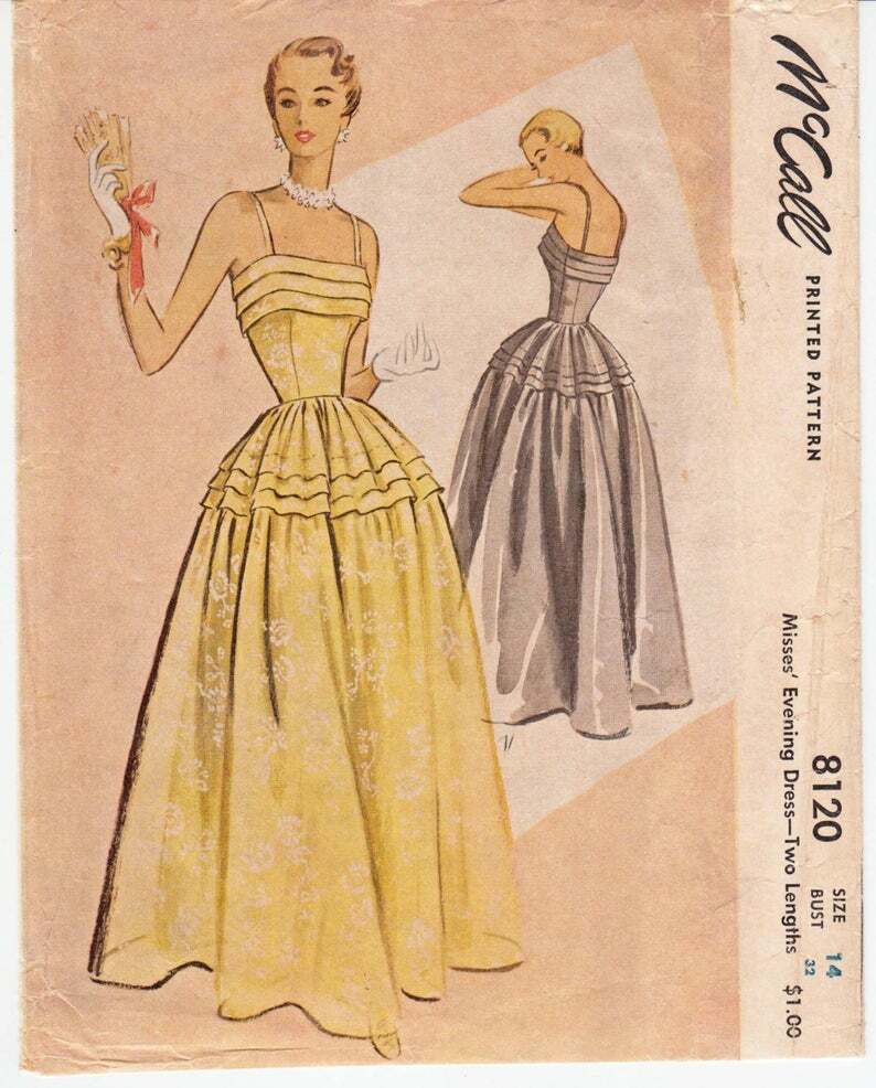 ORIGINAL Vintage Sewing Pattern 1950's Ladies Evening Gown image 0