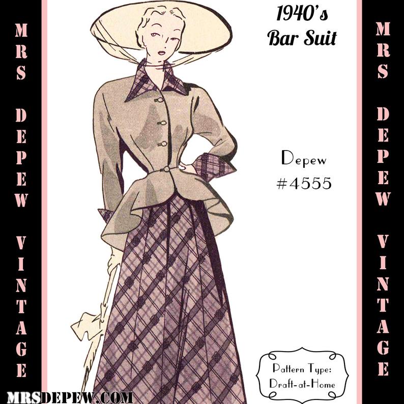 Vintage Sewing Pattern 1940s Ladies' Bar Suit in Any Size image 0