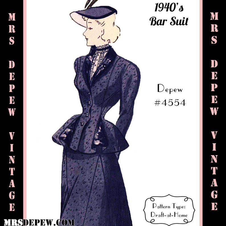 Vintage Sewing Pattern 1940's Ladies' Bar Suit in Any image 0