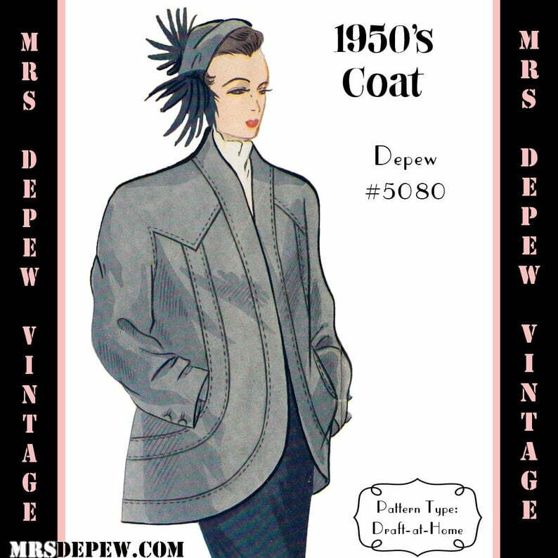 Vintage Sewing Pattern 1950s Swing Coat in Any Size  PLUS image 0