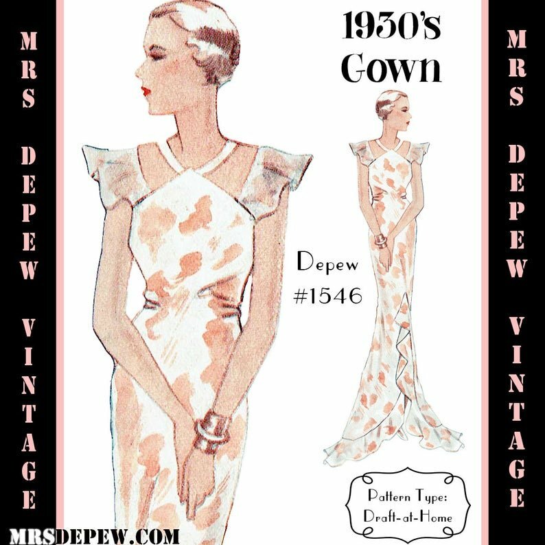 Vintage Sewing Pattern 1930's Evening or Wedding Gown in image 0
