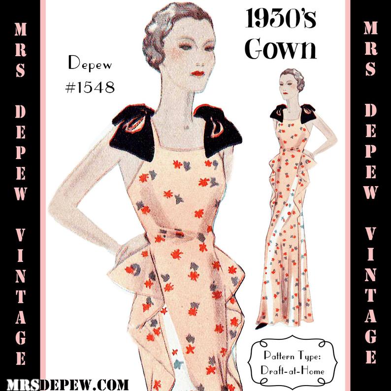 Vintage Sewing Pattern 1930s Evening or Wedding Gown in Any image 0