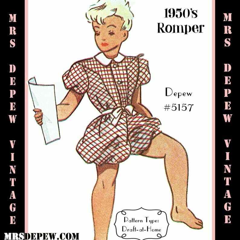 Vintage Sewing Pattern 1950s Children's Play Suit Romper image 0