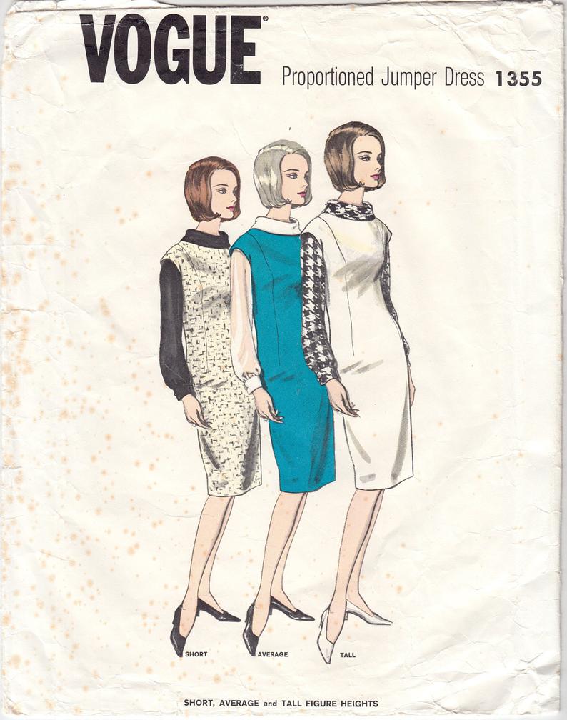 Vintage Sewing Pattern Vogue 1355 Basic Jumper Dress Size 16 image 0