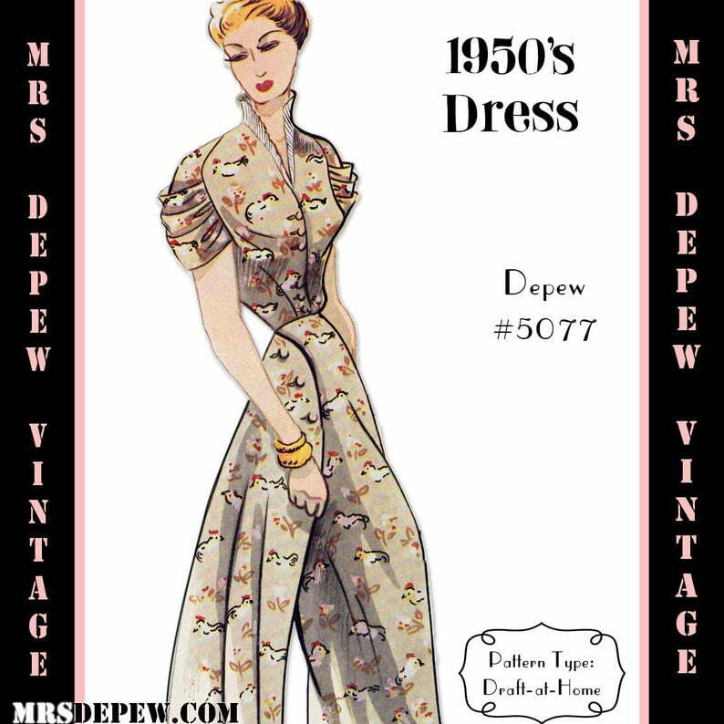 Vintage Sewing Pattern 1950's Dress with Ruched Sleeves in image 0