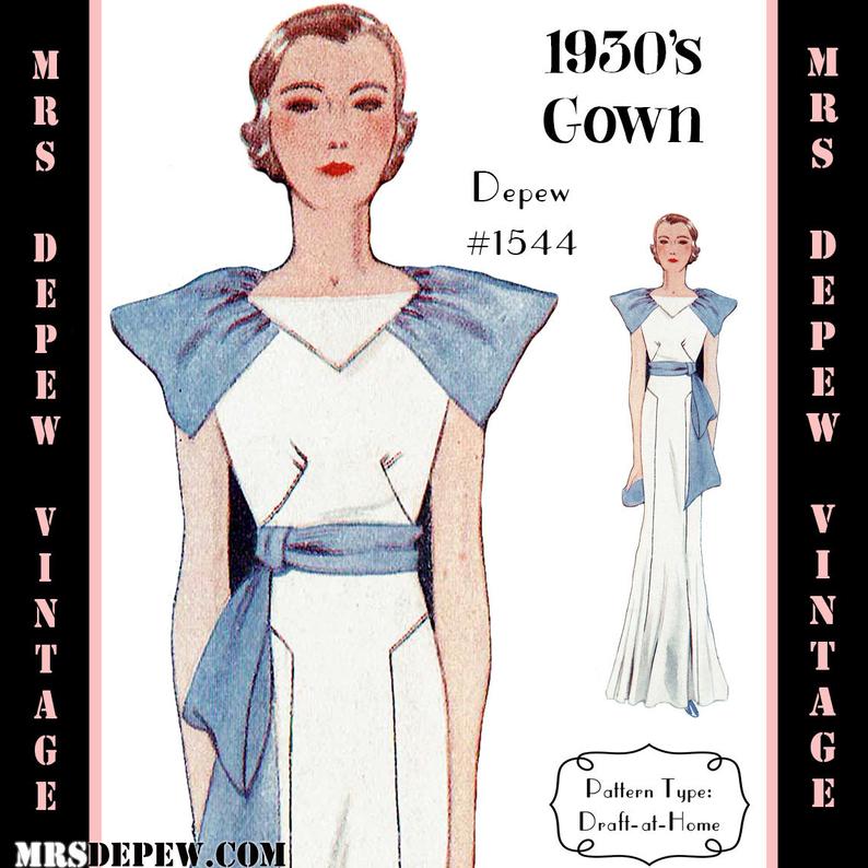 Vintage Sewing Pattern 1930s Evening or Wedding Gown in Any image 0