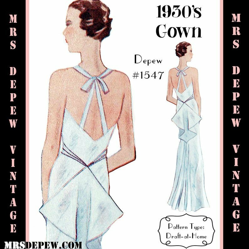 Vintage Sewing Pattern 1930's Evening or Wedding Gown in image 0