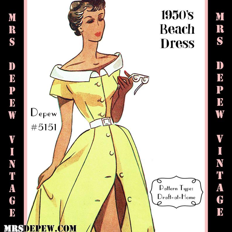Vintage Sewing Pattern 1950s Beach Dress Depew 5151 in Any image 0