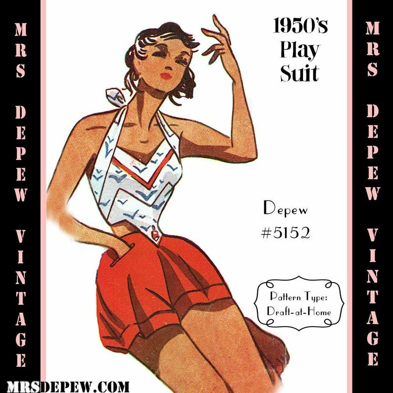 Vintage Sewing Pattern 1950's Play Suit Shorts and Halter image 0