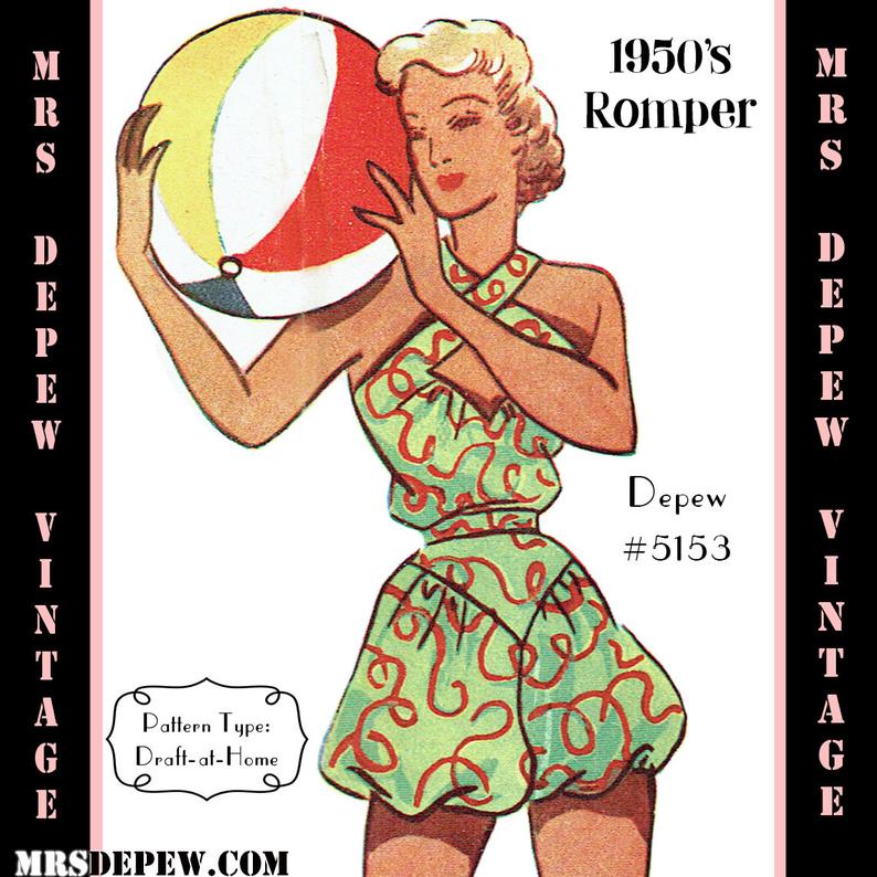 Vintage Sewing Pattern 1950's Ladies' Play Suit Romper image 0