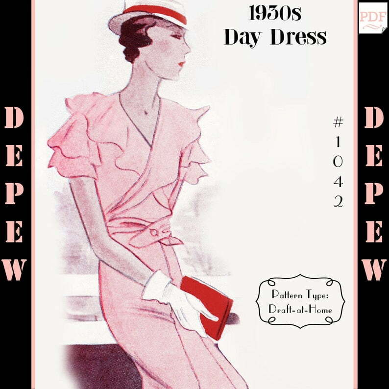 Vintage Sewing Pattern 1930's Dress in Any Size Depew 1042 image 0