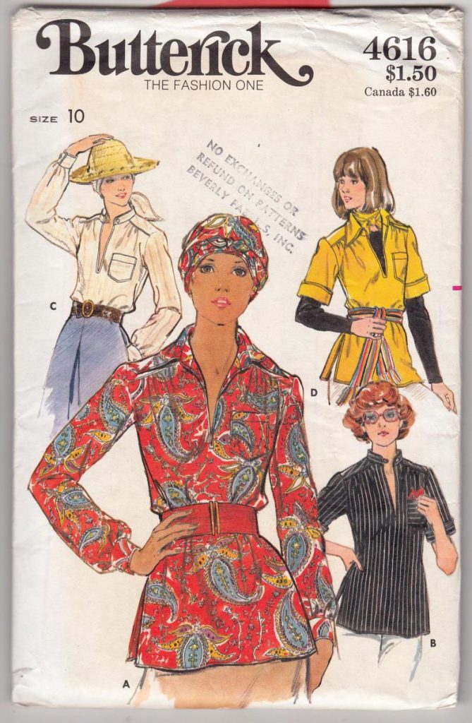 Vintage Sewing Pattern 1970's Blouse Butterick 4616 32 image 0