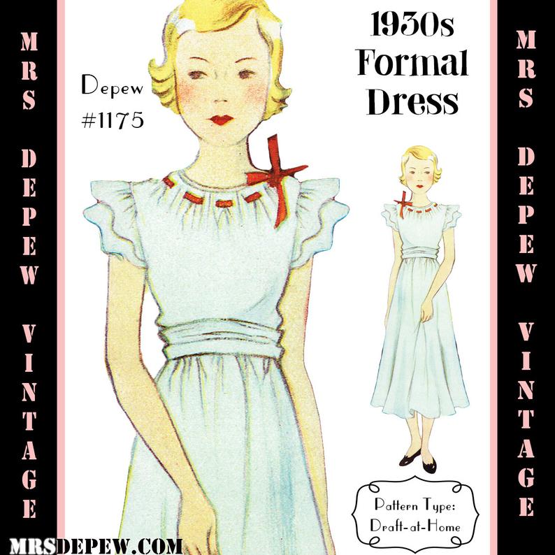 Vintage Sewing Pattern 1930s French Girls' Dress in Any image 0