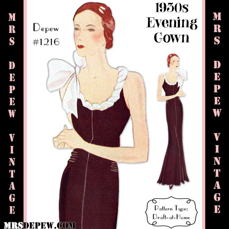 Vintage Sewing Pattern 1930s Evening Gown in Any Size PLUS image 0