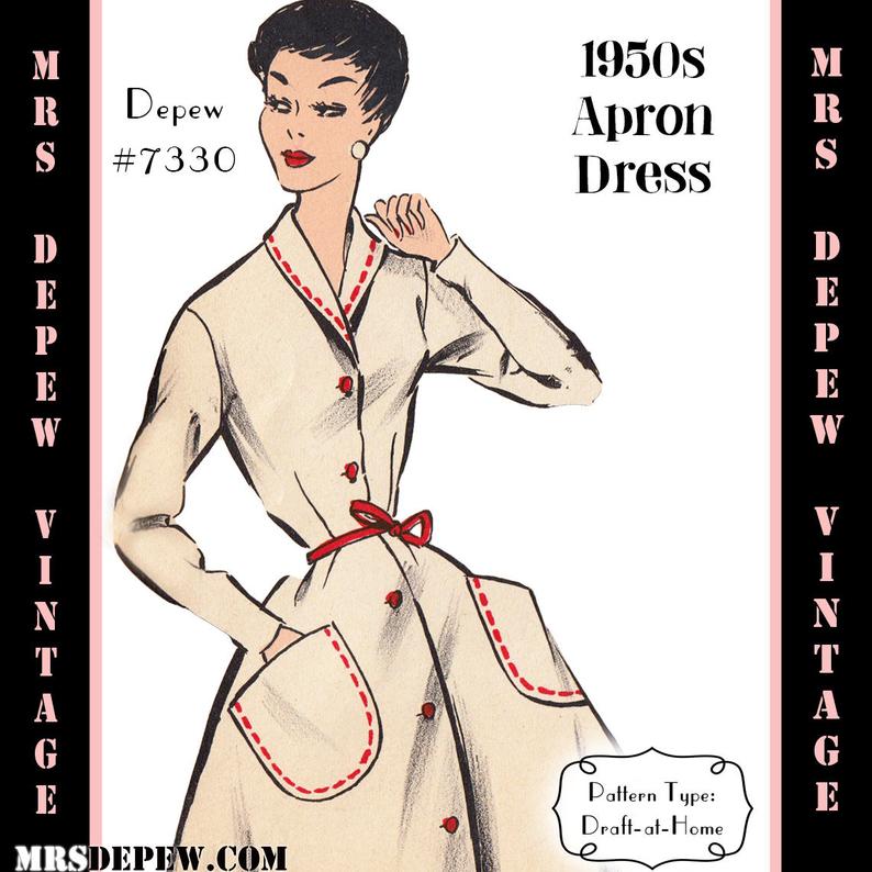 Vintage Sewing Pattern 1950's Apron House Dress in Any image 0