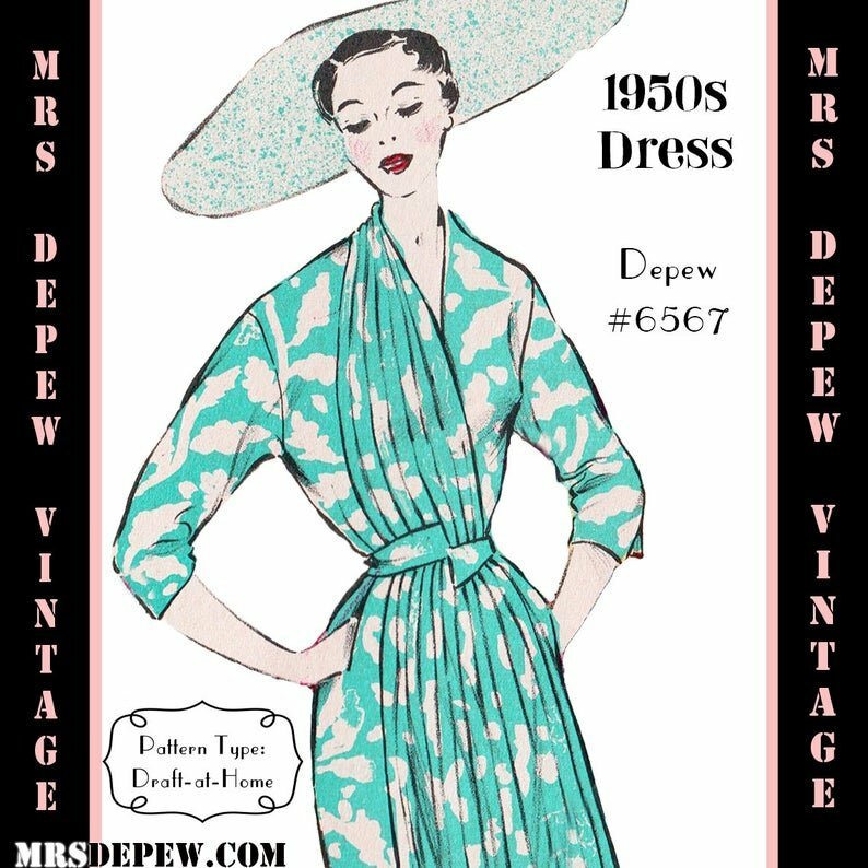 Vintage Sewing Pattern 1950s Ladies' Day Dress in Any Size image 0