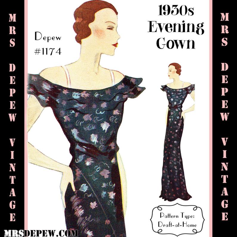 Vintage Sewing Pattern 1930s Evening Gown in Any Size PLUS image 0