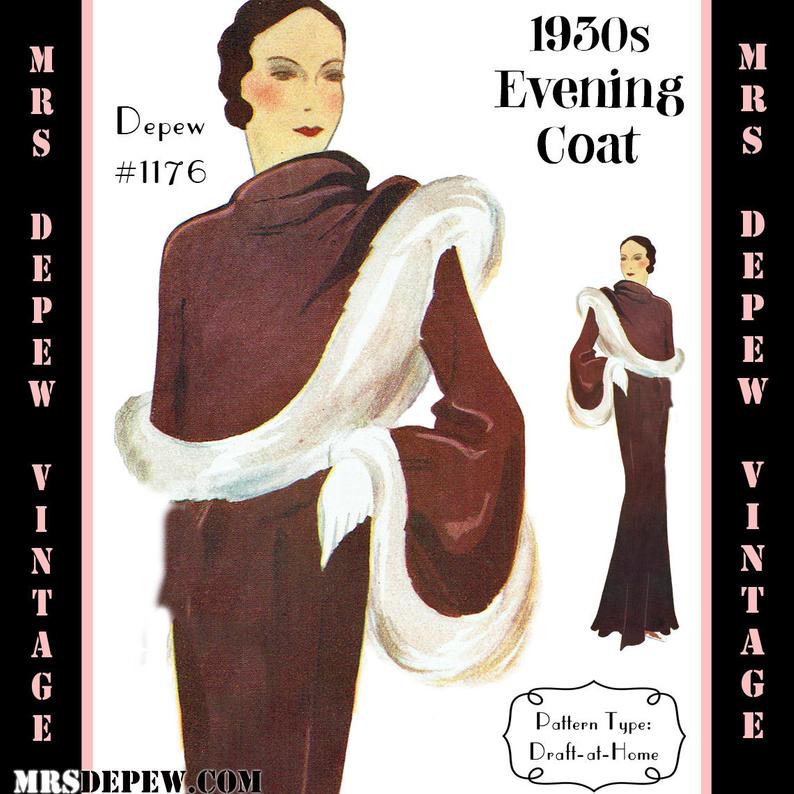 Vintage Sewing Pattern 1930s Evening Coat in Any Size PLUS image 0