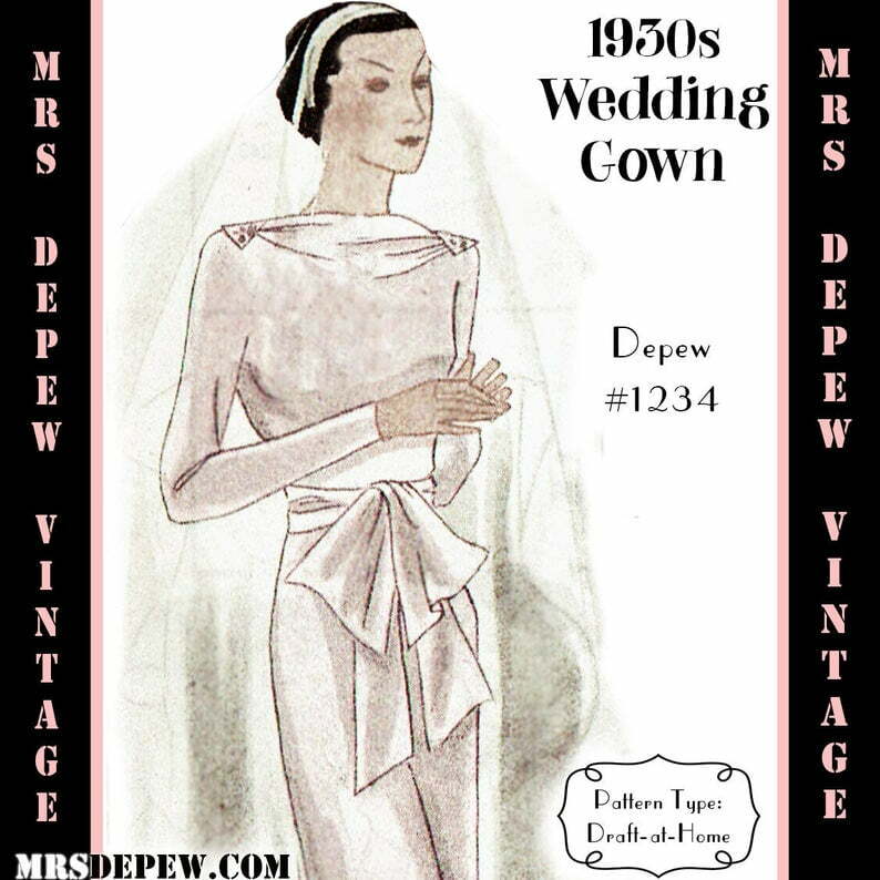 Vintage Sewing Pattern 1930s Wedding Gown in Any Size PLUS image 0
