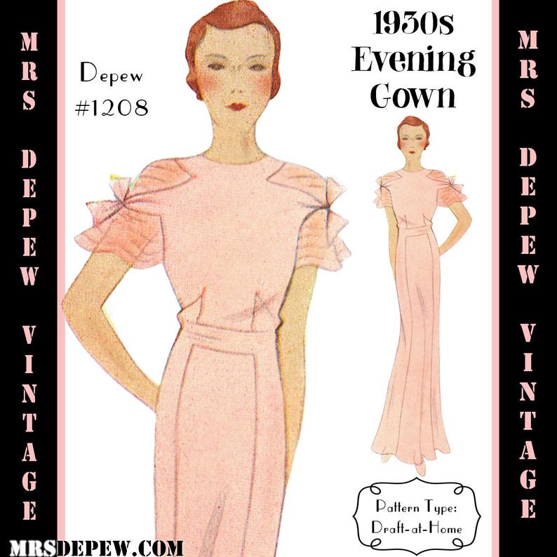 Vintage Sewing Pattern 1930s Evening Gown in Any Size PLUS image 0