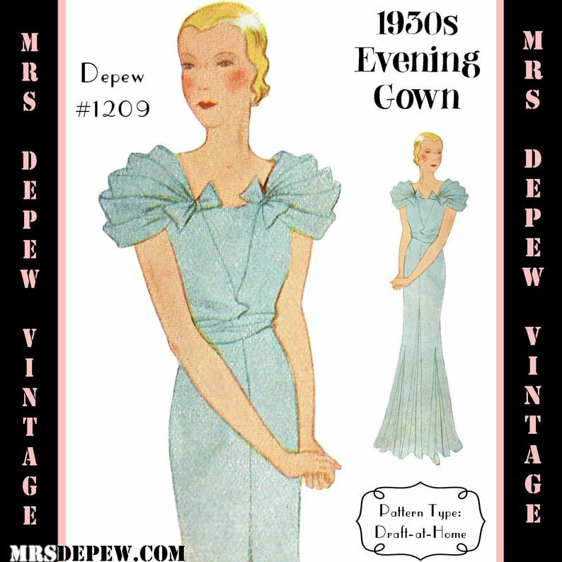 Vintage Sewing Pattern 1930s Evening Gown in Any Size PLUS image 0
