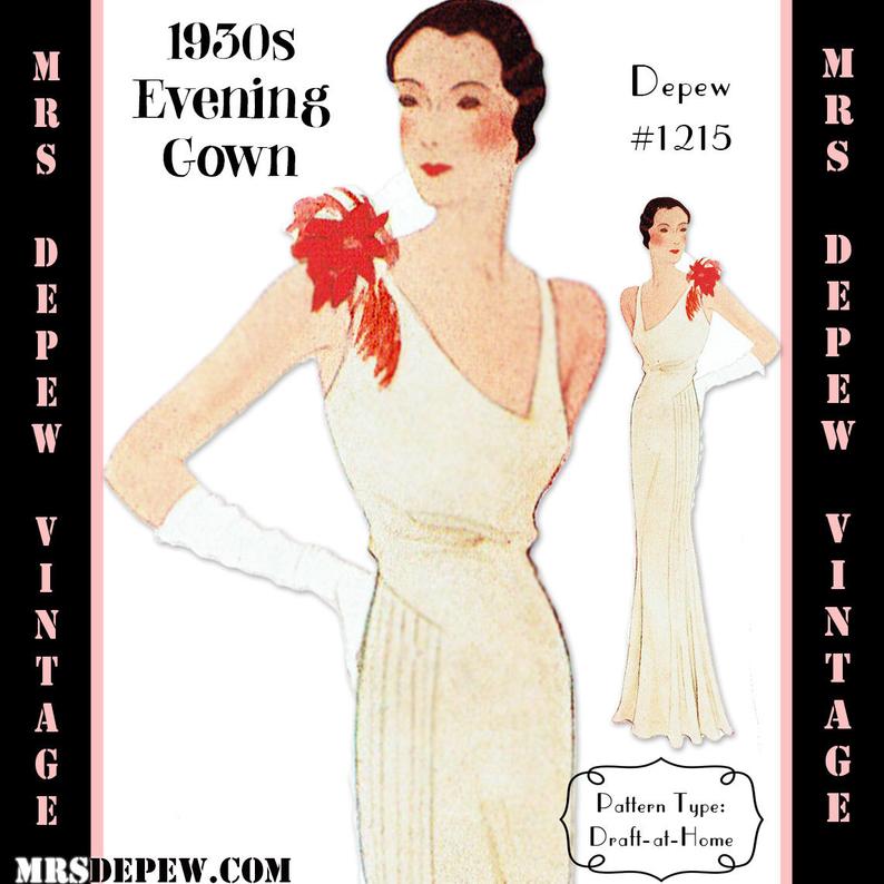 Vintage Sewing Pattern 1930s Evening Gown in Any Size PLUS image 0