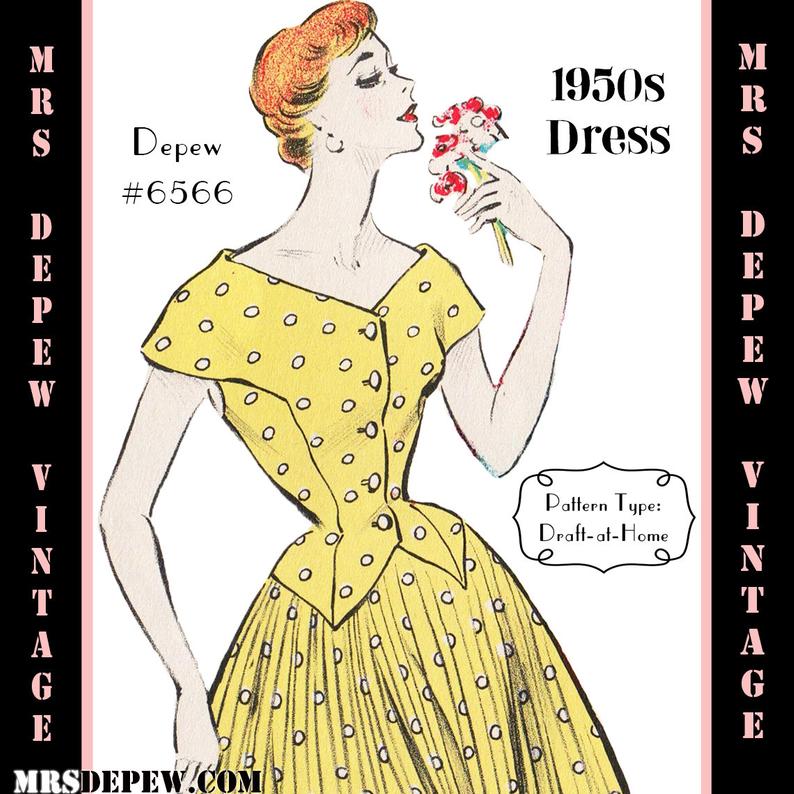 Vintage Sewing Pattern 1950s Ladies' Day Dress in Any Size image 0