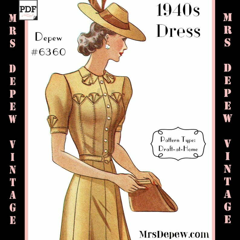 Vintage Sewing Pattern 1940s Ladies' Dress Any Size Depew image 0