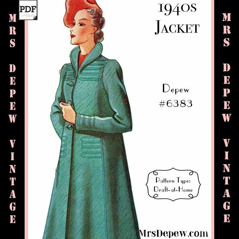 Vintage Sewing Pattern 1940s Ladies' Box Coat Any Size image 0