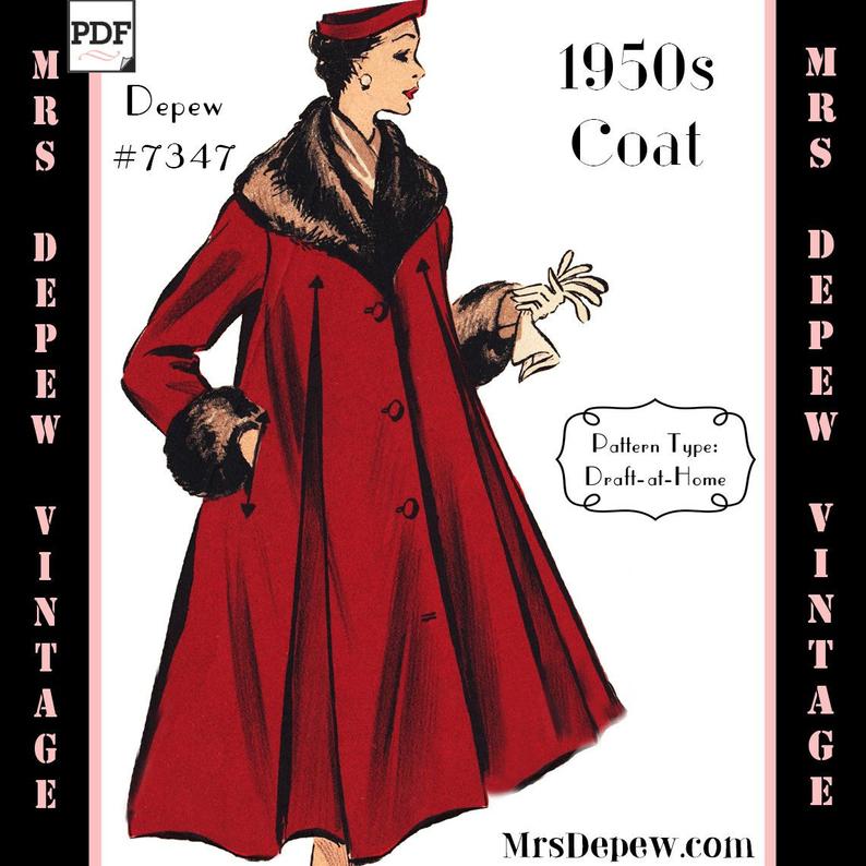 Vintage Sewing Pattern 1950s Swing Coat in Any Size  PLUS image 0