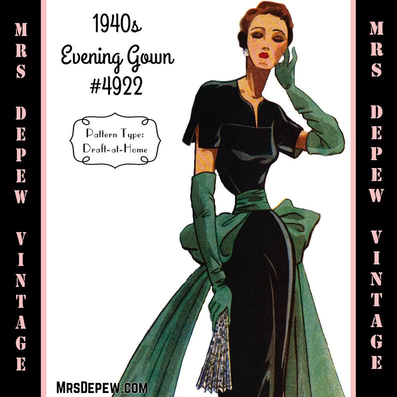 Vintage Sewing Pattern 1940's Cocktail or Evenning Gown in image 0