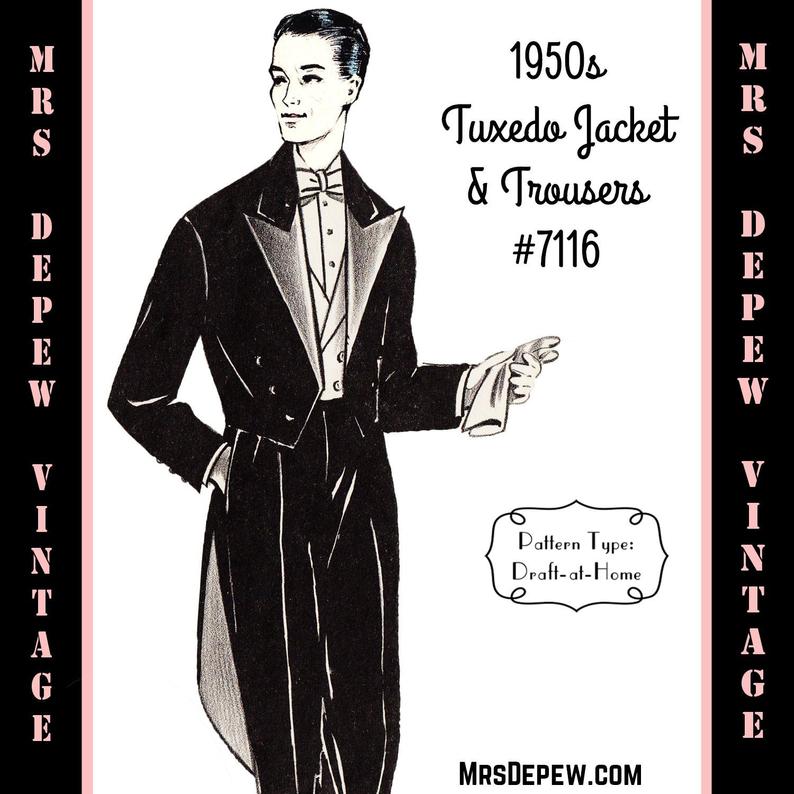 Menswear Vintage Sewing Pattern Men's Formal Tuxedo Jacket image 0