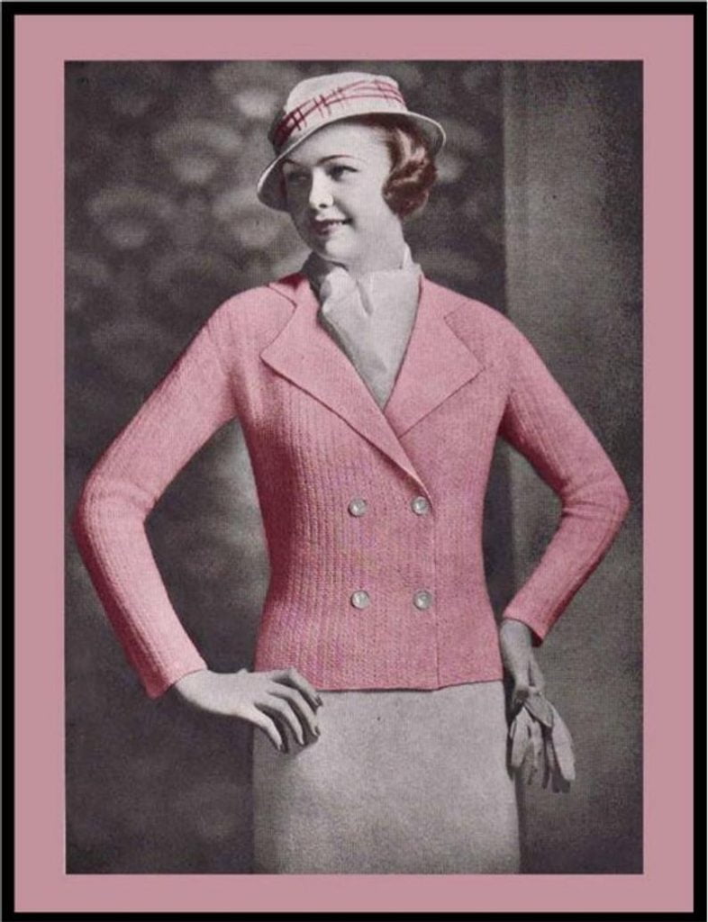 Vintage Crochet Pattern Ladies Double Breasted Jacket and image 0