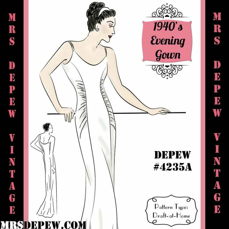 Vintage Sewing Pattern 1940's Slim Evening or Wedding Gown image 0