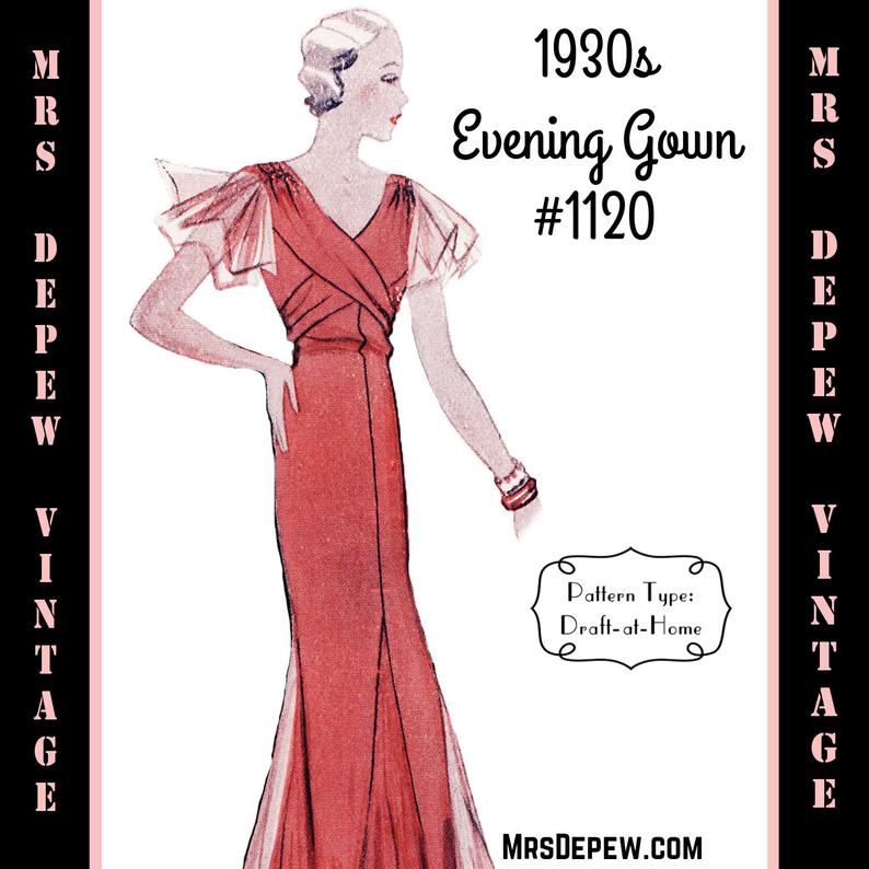 Vintage Sewing Pattern 1930s Evening or Wedding Gown in Any image 0