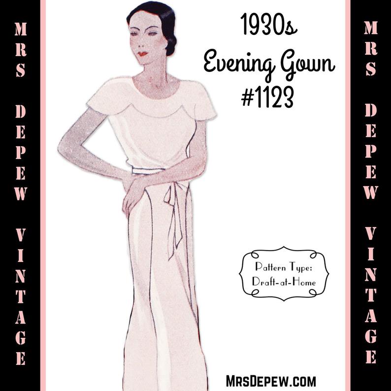 Vintage Sewing Pattern 1930s Evening or Wedding Gown in Any image 0