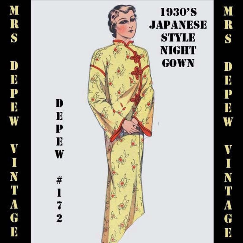 Vintage Sewing Pattern 1930's Japanese Style Pajama Night image 0